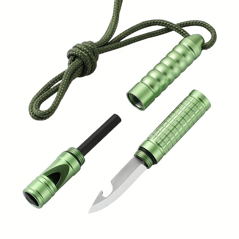 4 In 1 Fire Starter Whistle For Emergency Survival Kits Pocket Knife