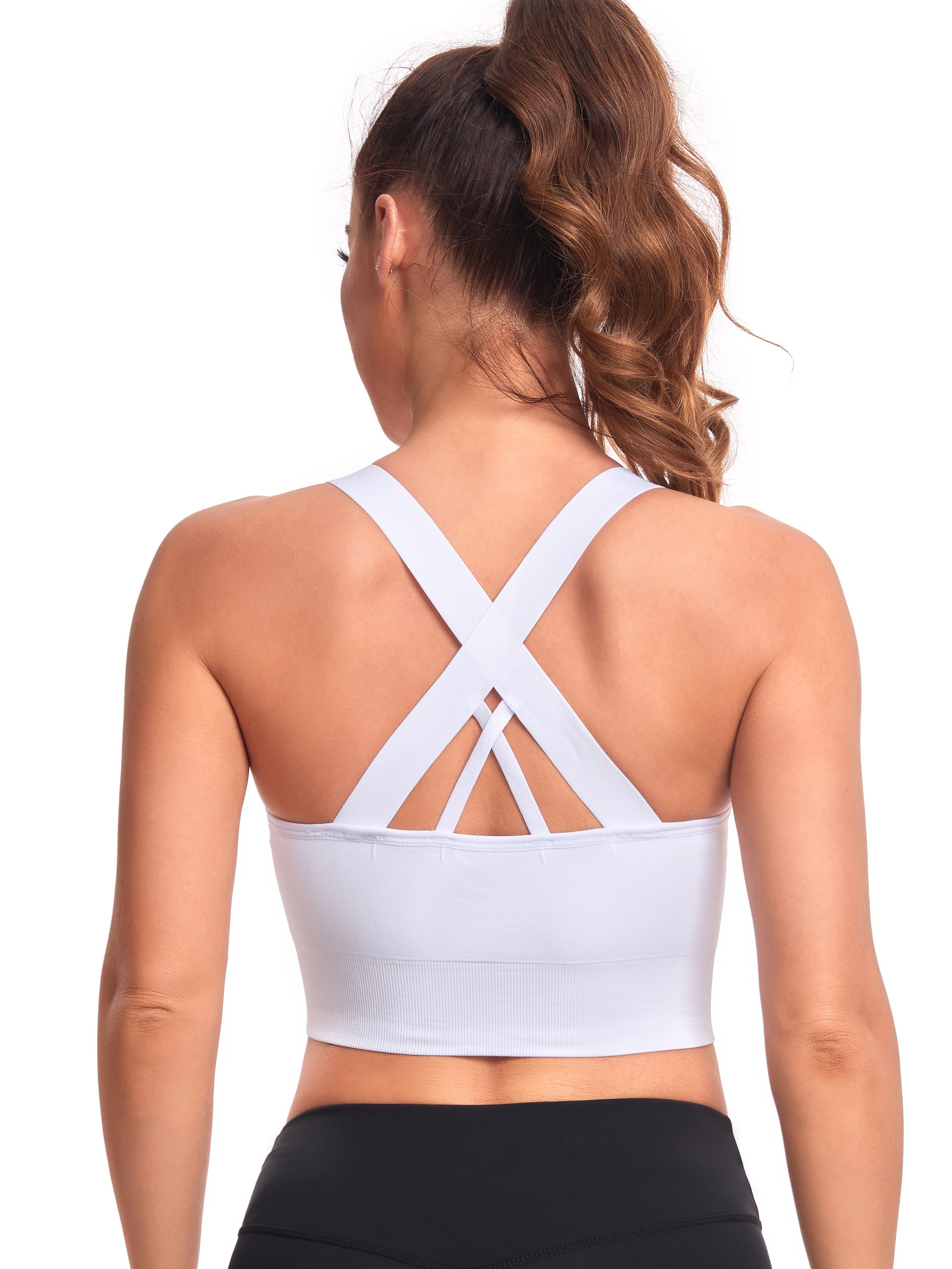 Sports Bras for Women Workout Tank Tops Padded Camisole Bra Seamless  Activewear Crop Top for Yoga Gym Workout Fitness White M