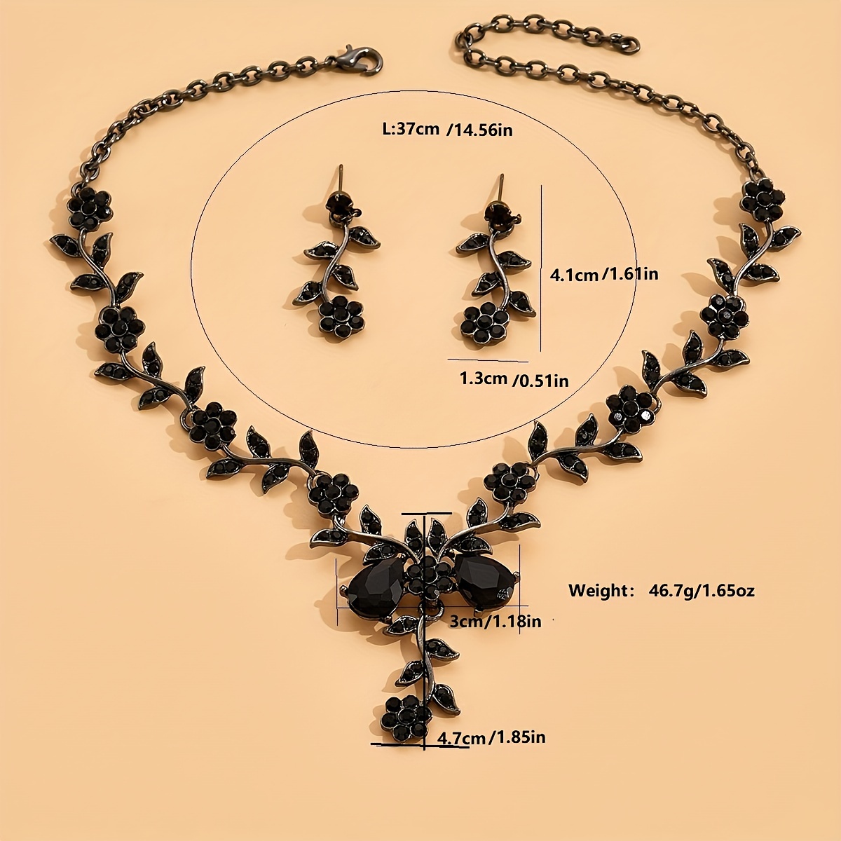 Black diamond deals necklace set