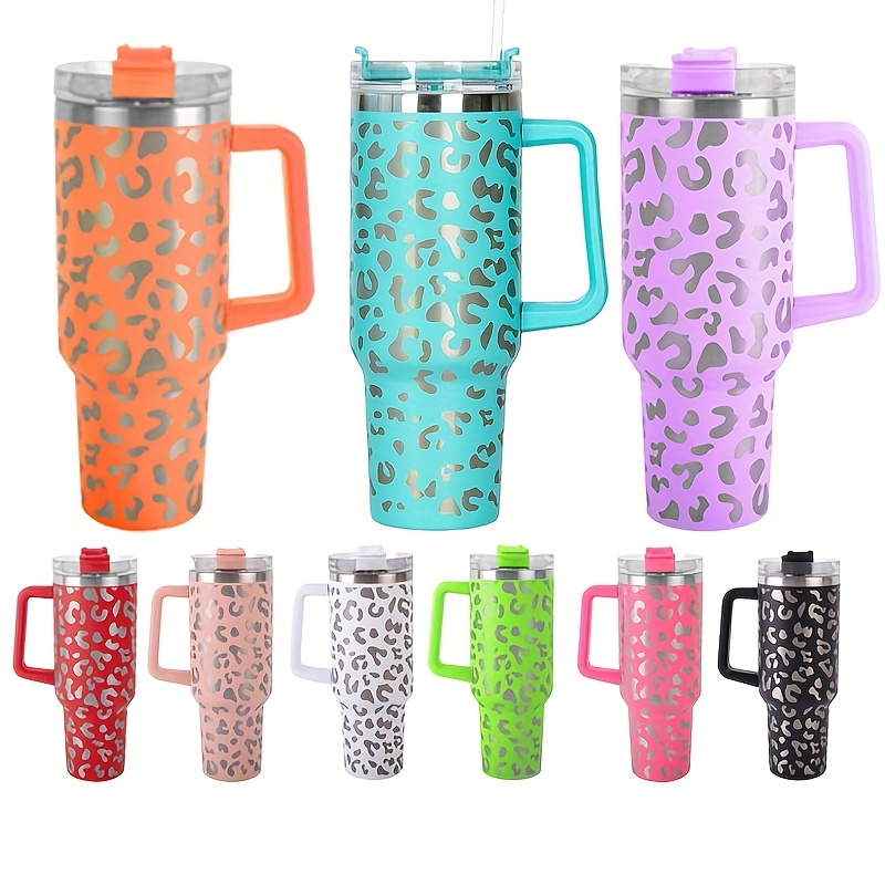 Leopard-printed Portable Stainless Steel Water Bottle - Leakproof,  Insulated & Comes With Lid & Straw - Perfect For Outdoor Activities! - Temu  Germany