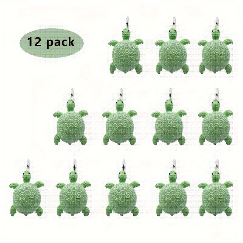 12pcs Resin Green Leaf Shower Curtain Hooks, Decorative Shower Curtain  Hooks, Bathroom Accessories, Bathroom Decor