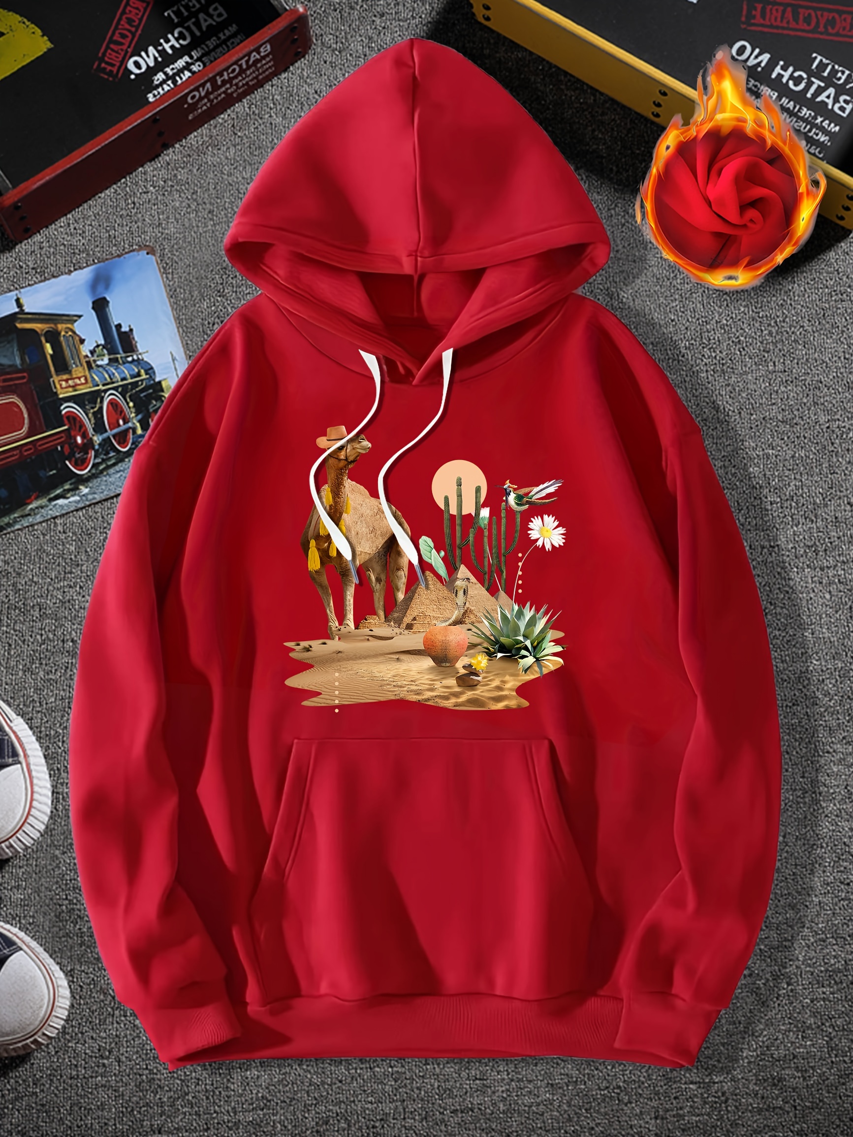 Red store camel hoodie