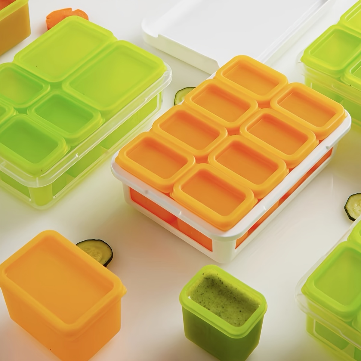 Baby Food Marker Box Silicone Ice Cube Mold Silicone Children's  Complementary Food Box Silicone Ice Tray with Cover - AliExpress