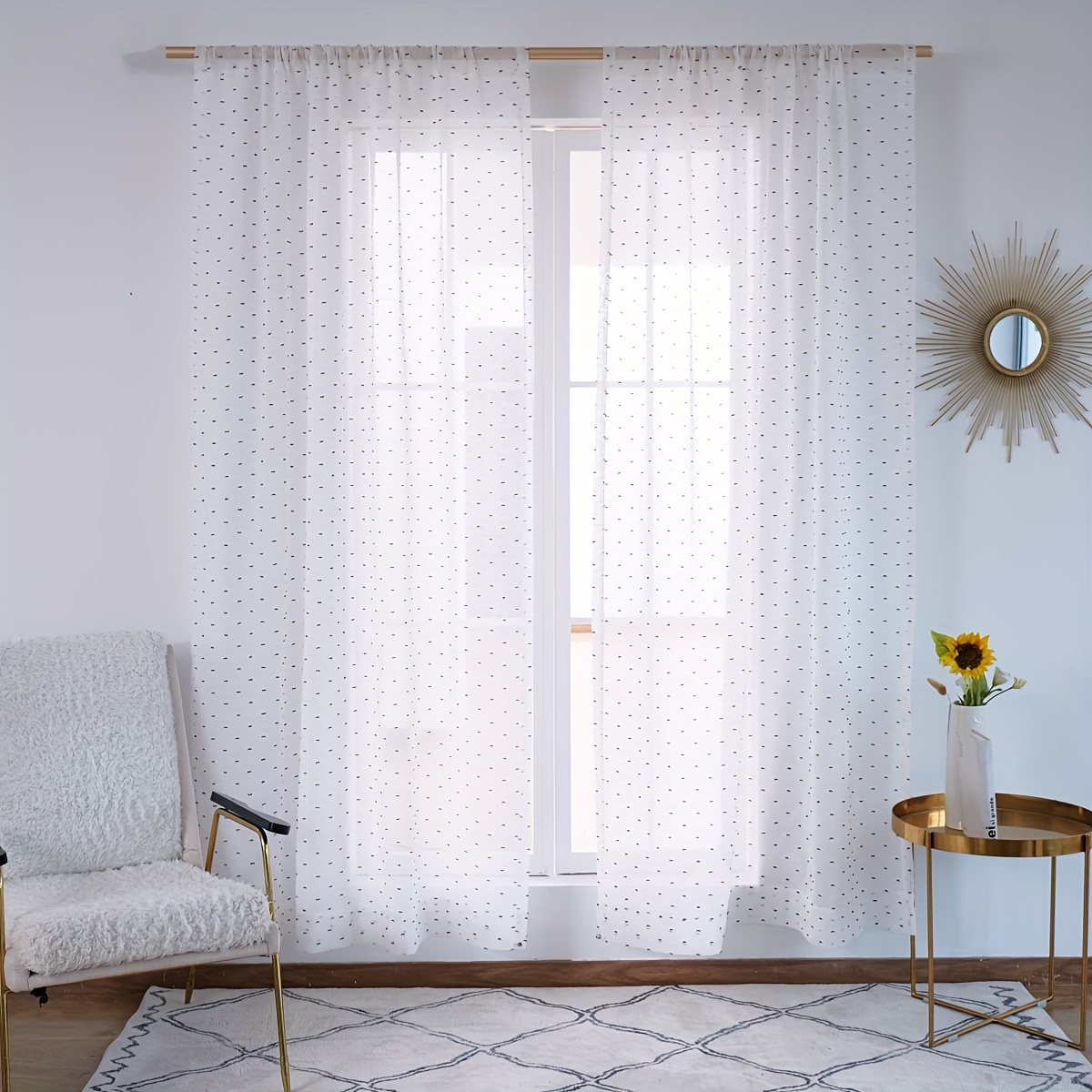 Swiss Dot Semi-Sheer Rod Pocket Window Curtains