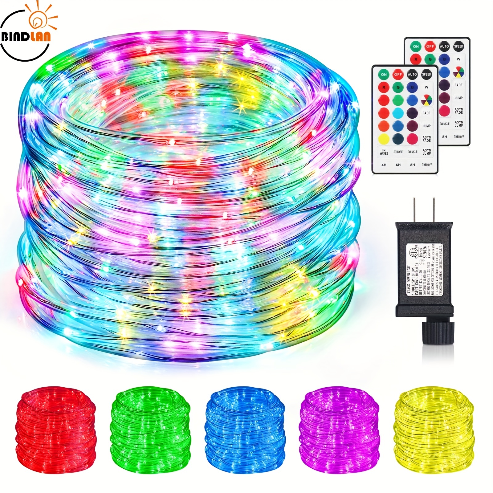 1pc 18 Colors Waterproof 99ft 300 Led String Lights With Remote