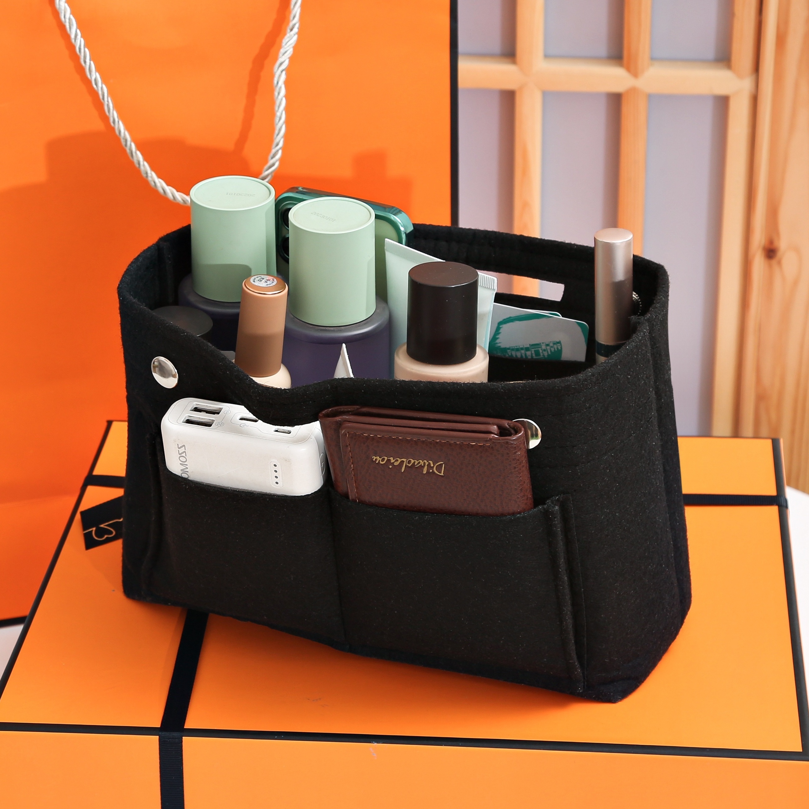 Felt Insert Organizer Portable Zipper Bag Organizer Tote Insert With Handle  For Handbag - Clothing, Shoes & Jewelry - Temu