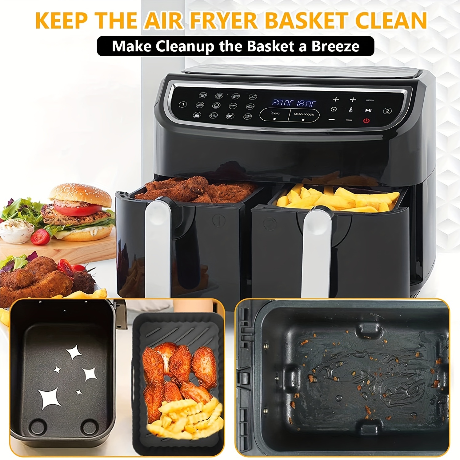 Non-stick Air Fryer Liners For Ninja Foodi Dual Air Fryer - Easy Clean-up  And Healthy Cooking - Temu