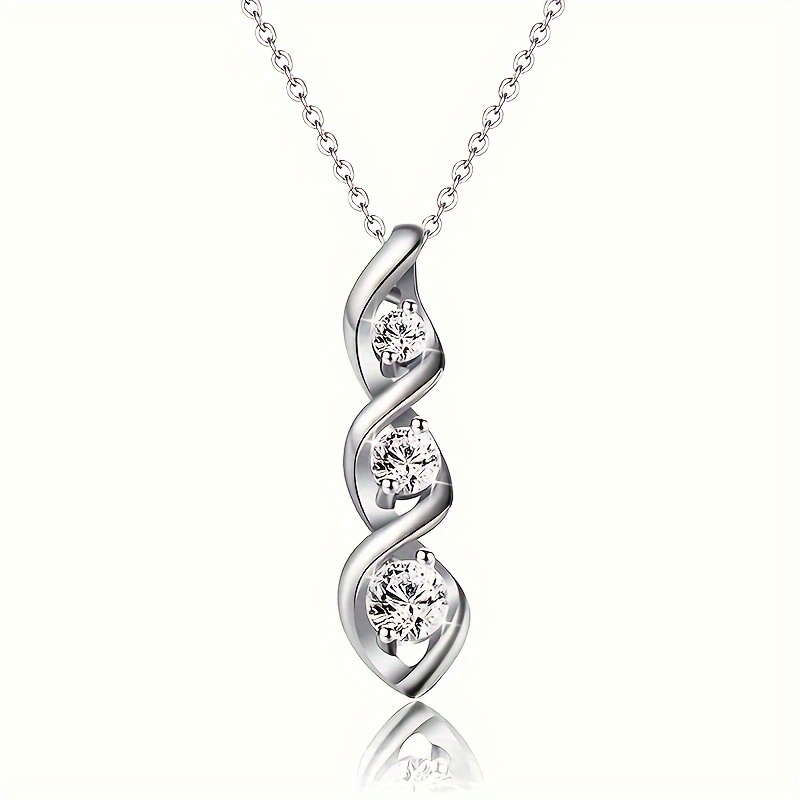 

Exquisite Spiral Line Inlaid Zircon Pendant Necklace Women's Party Wedding Jewelry