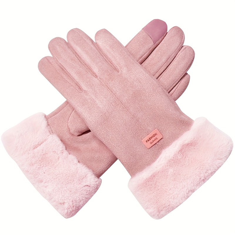 Winter Plus Velvet Warm Gloves Plush Cuff Stretch Gloves Outdoor Casual Sports Split Finger Gloves details 2