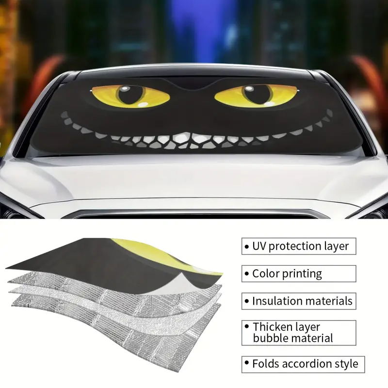 1 Stück Auto-Windschutzscheiben-Sonnenschutz, Schwarze Katzenaugen