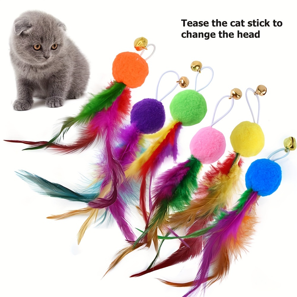 Colorful Feather Cat Toy Replacement Head Cat Teaser Wand - Temu Philippines