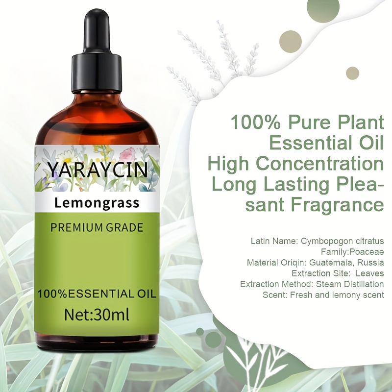 1/2pcs 30ml/1.01Fl.Oz Lemongrass Essential Oil - Perfect For Diffusers,  Humidifiers, Skin Care & Massage