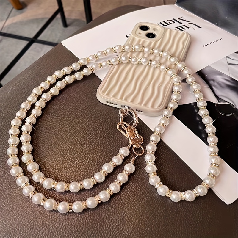  Luxury Crossbody Lanyard Necklace Pearl Chain Phone