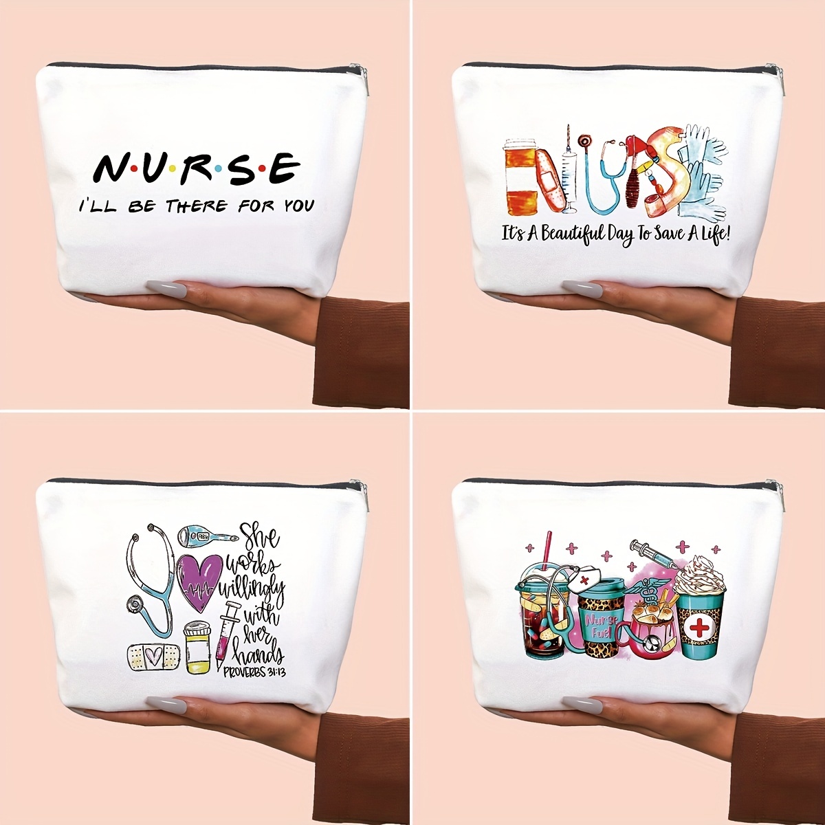 Cartoon Nurse Pattern Storage Pouch Lightweight Versatile - Temu