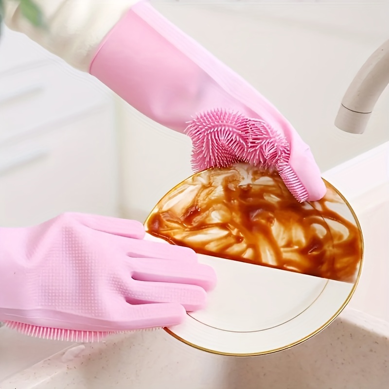 Magic Silicone Rubber Dish Washing Kitchen Gloves Scrubber