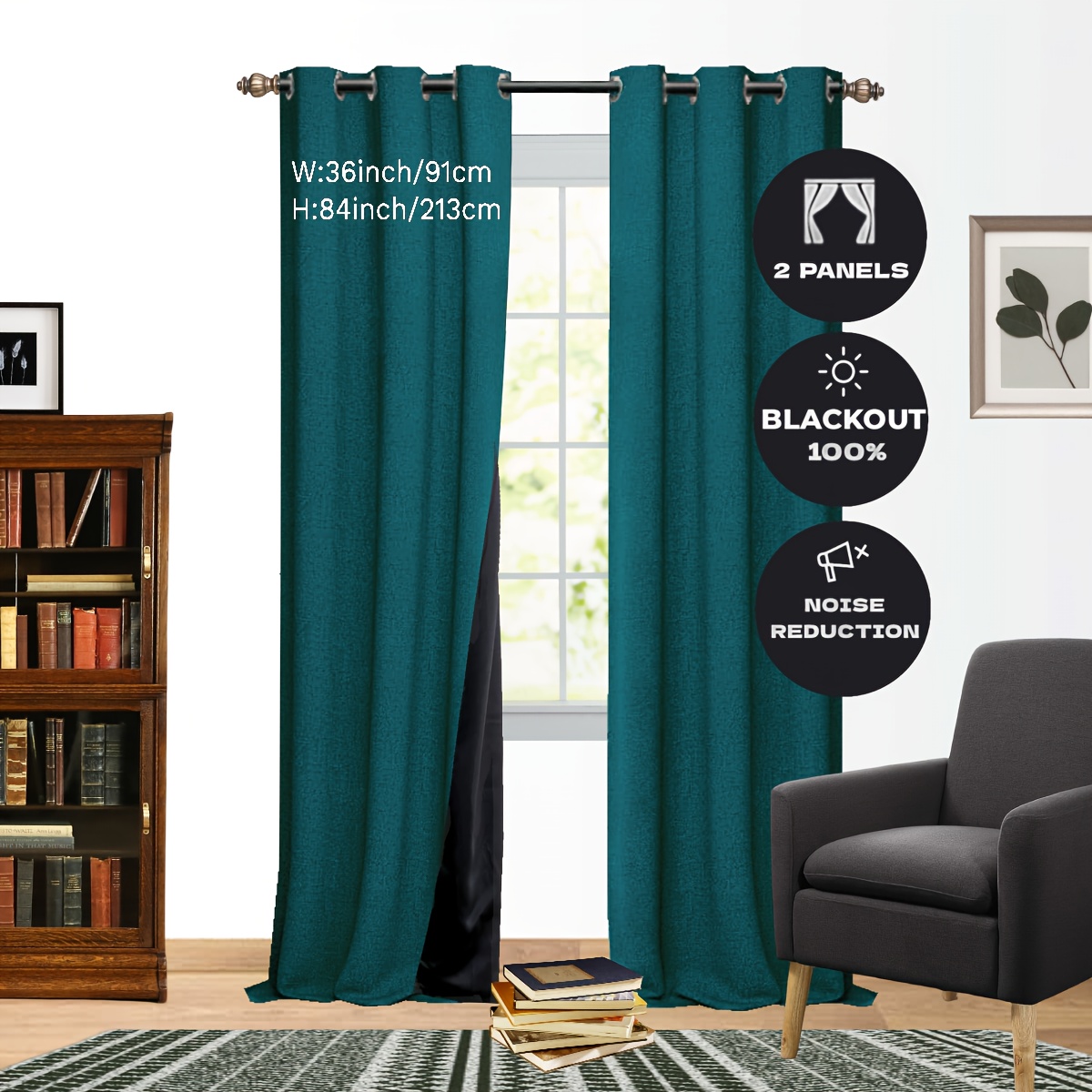 Faux Linen Curtain Blackout Thermal Insulated Room Darkening - Temu