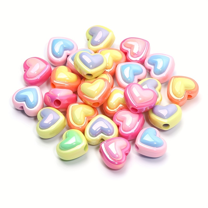 Mix Heart Spacer Beads Candy Color Acrylic Heart Beads - Temu