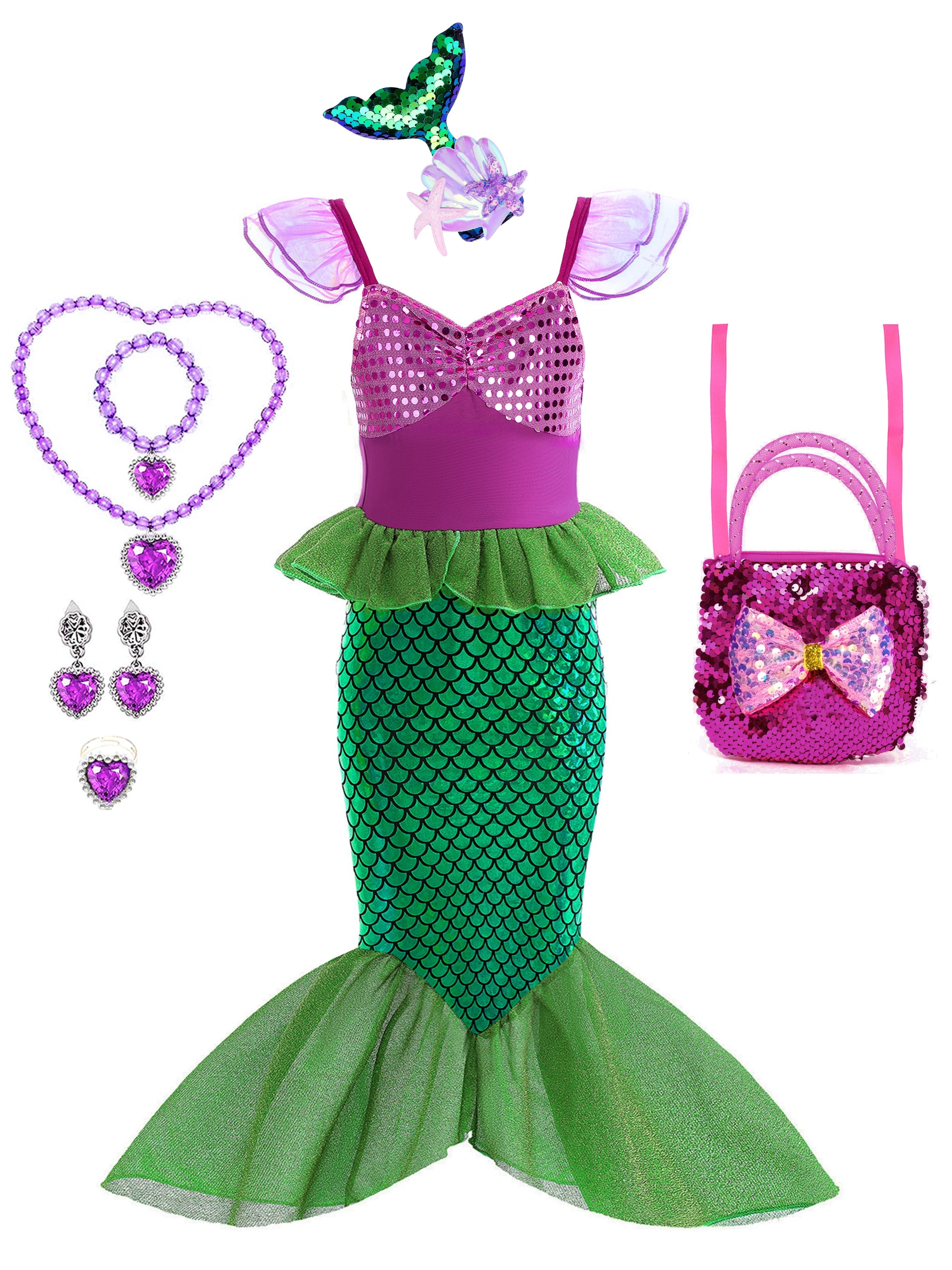 Disfraz Sirena Niñas Disfraz Halloween Vestido Princesa - Temu
