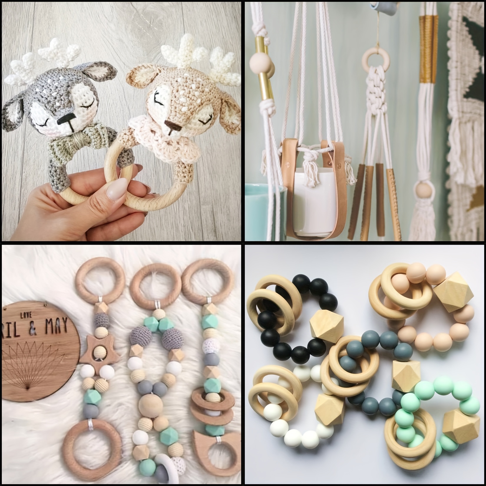 Natural Wooden Hoops Charm For Crafts For Diy Macrame - Temu
