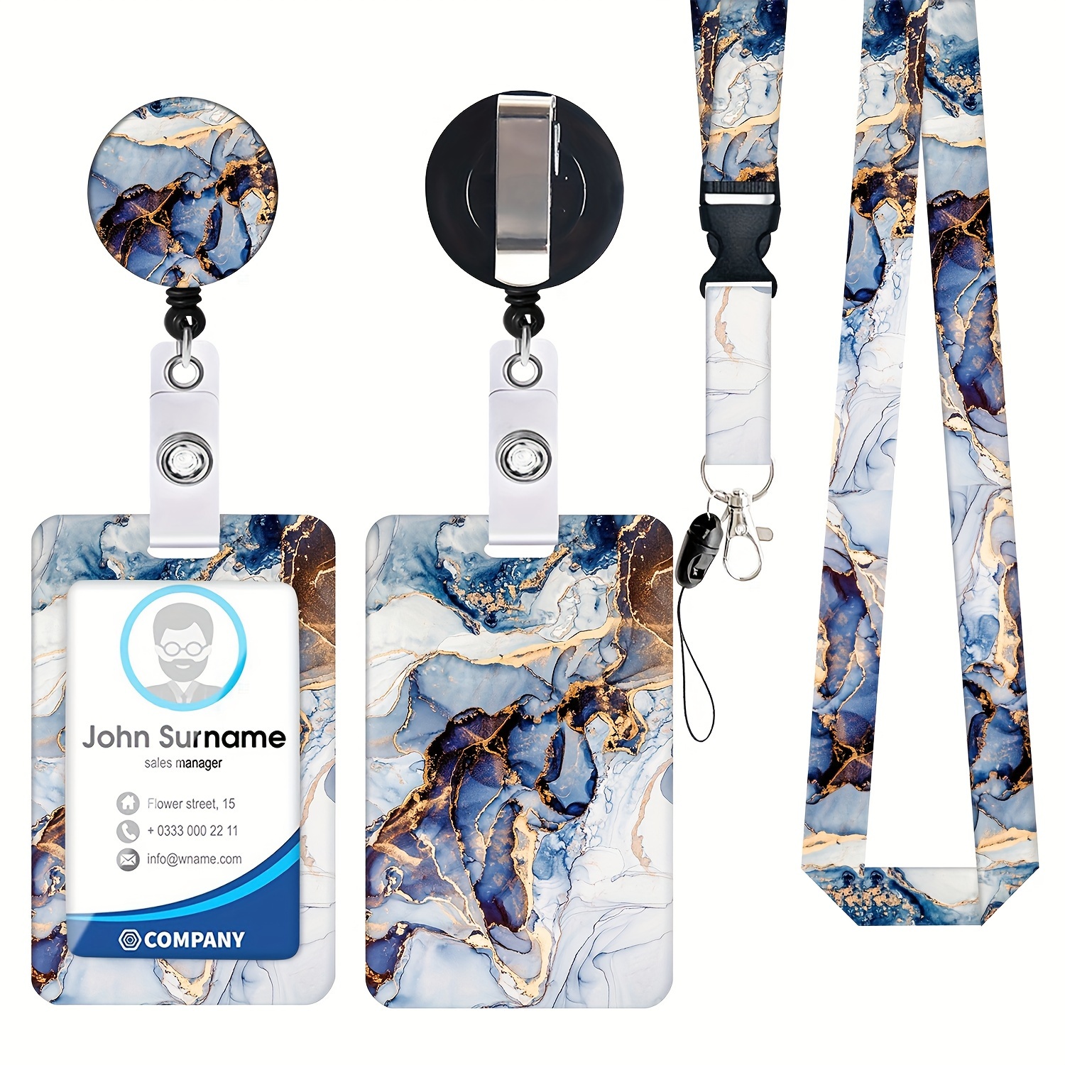Badge Lanyard and ID Badge Holder, Retractable Badge Reels with Carabiner  Reel Belt Clip, Strap Lanyard with Lobster Clasp for Badge Holders, Nurse