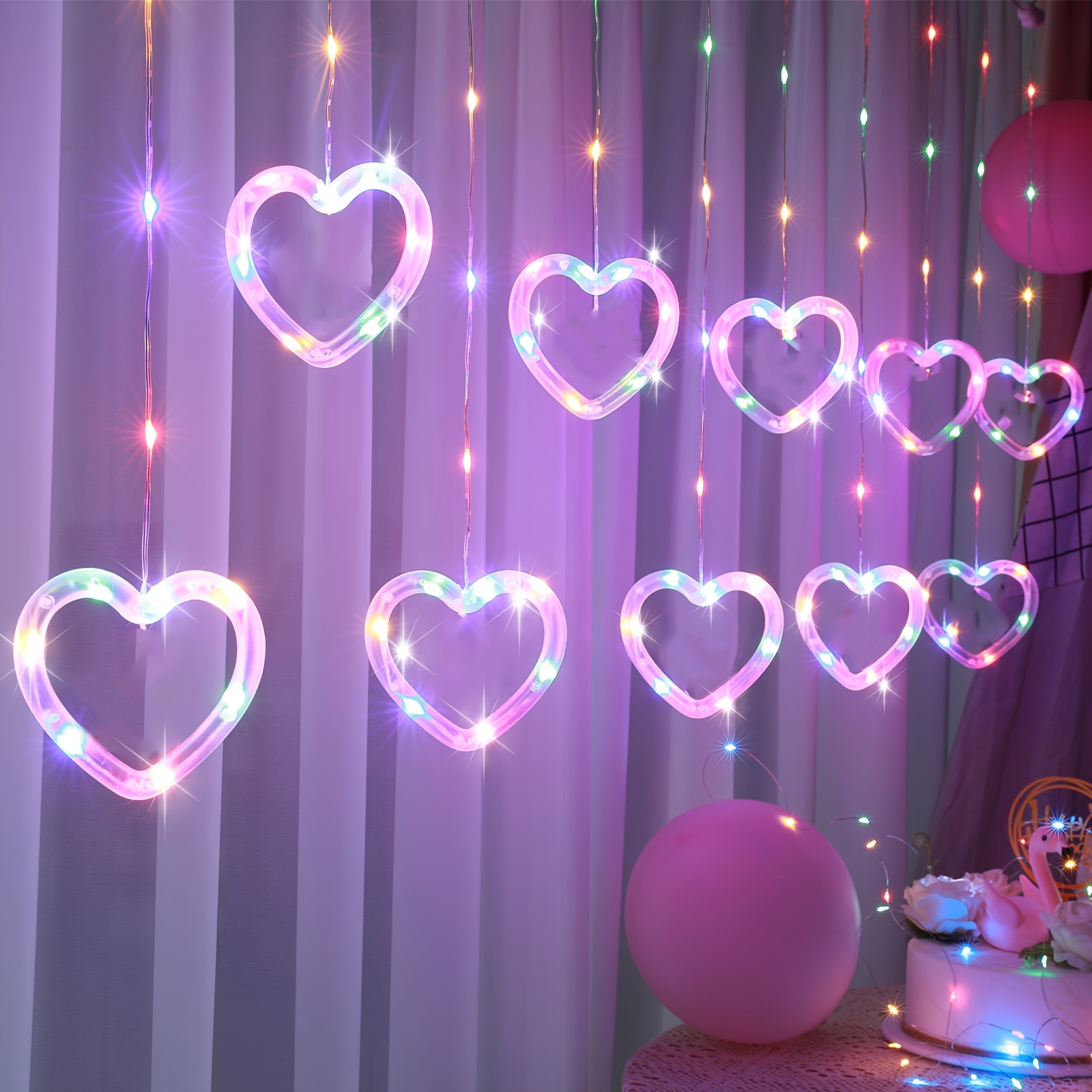 Valentine Party Glitter Waterfall Acrylic Hearts -Earrings
