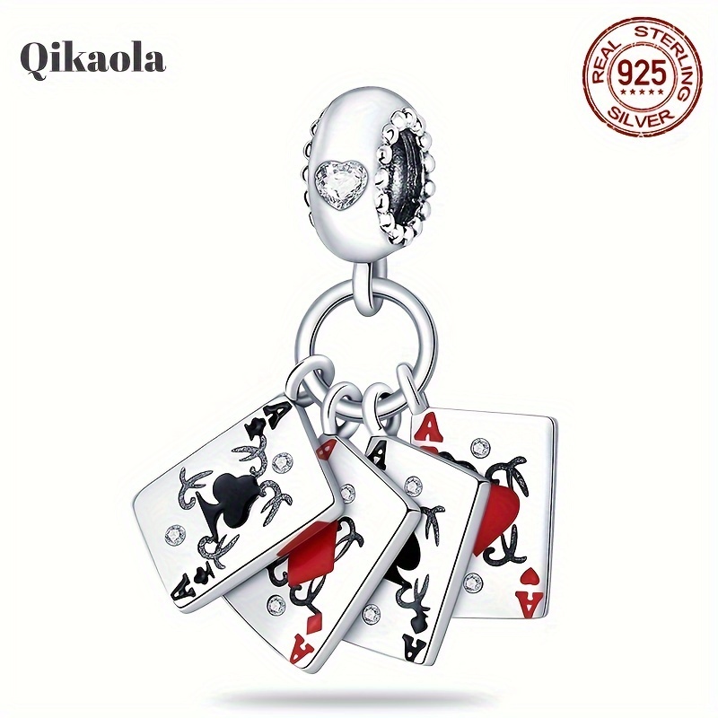 

1pc S925 Sterling Silver A Playing Card Series Pendant Beads Fit Original Bangle Diy Female Jewelry Birthday Engagement Gift