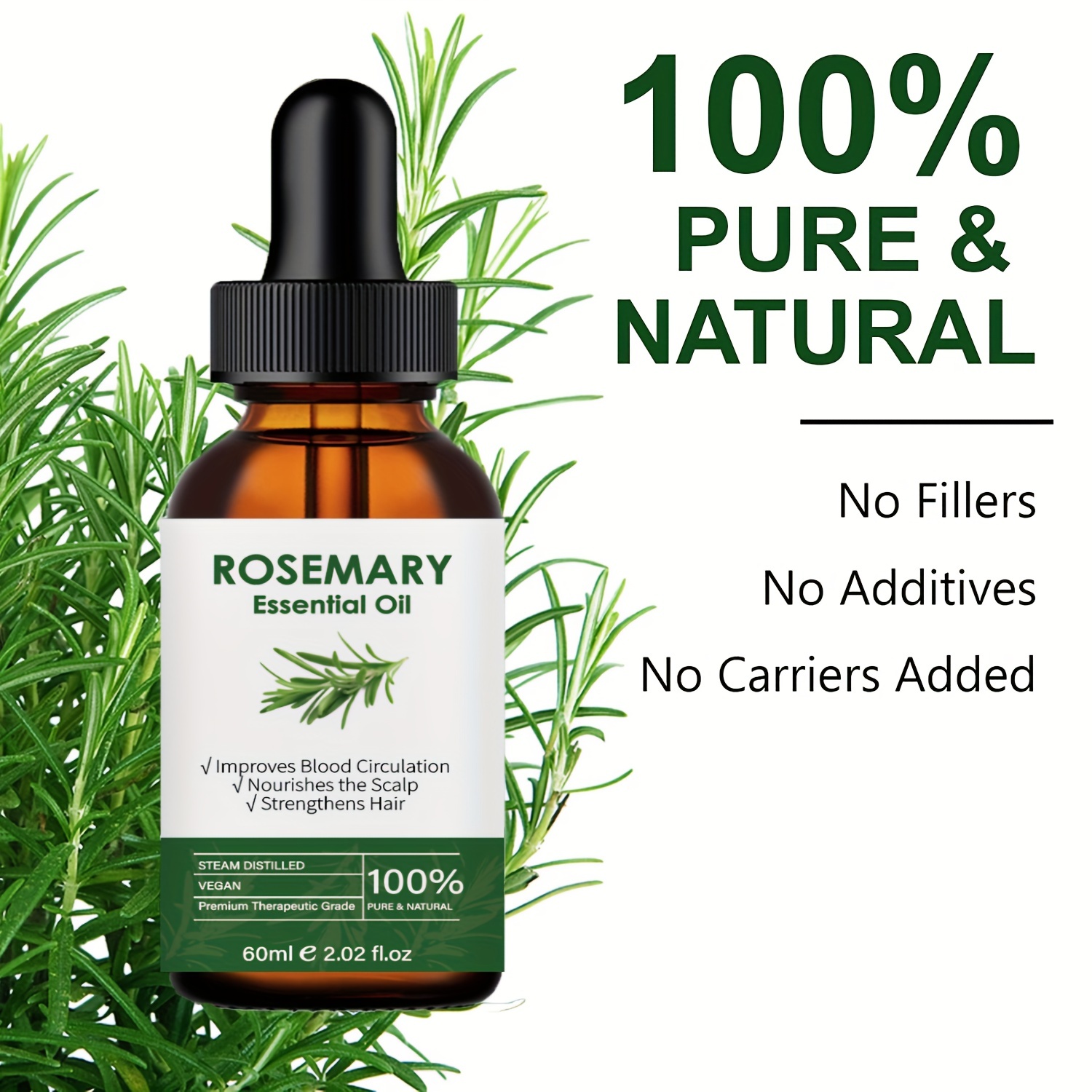 Pure Rosemary Essential Oil for Aromatherapy - Pure Rosemary Oil for Hair Skin and Nails - Refreshing Rosemary Essential Oil for Diffusers Plus Dry