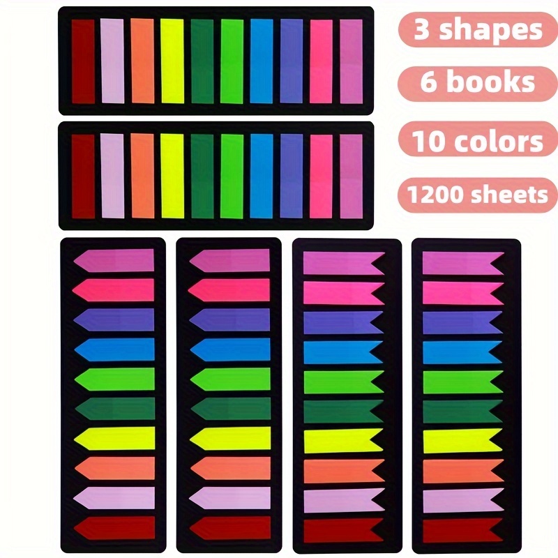 200Pcs 10 Colors Mini Index Tabs with 8-ring Scale Ruler Reading Labels  Colorful Index Stickers Self-adhesive Notes Flag