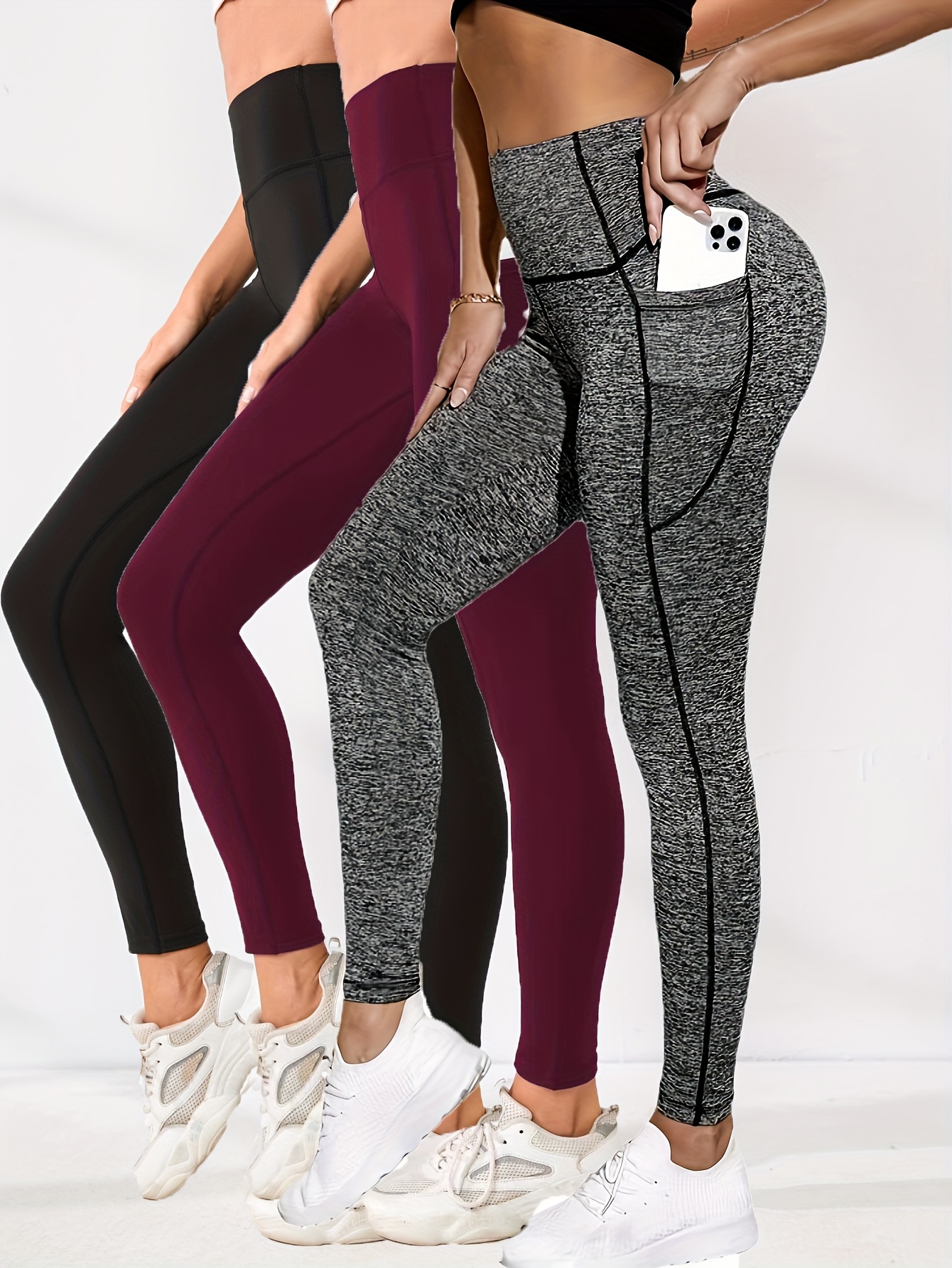 Slim Lift Your Butt: Solid High waisted Yoga Leggings For - Temu