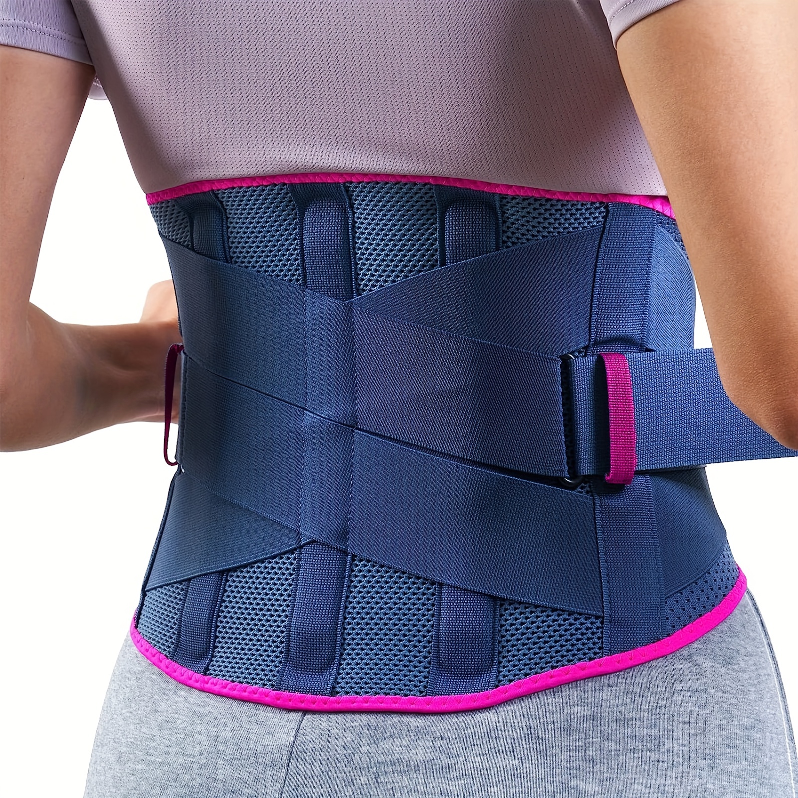Self-heating tourmaline back brace for low back pain