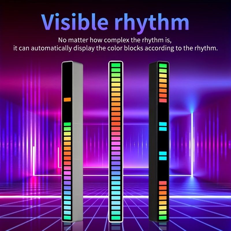 Acheter Lumières de rythme de ramassage 32 bits, barre d'indicateur de  niveau de musique, contrôle du son vocal, spectre Audio, lumière RGB LED