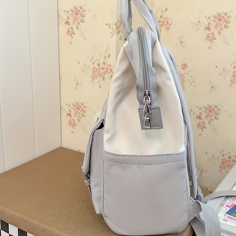 Contrast Tote Backpack Preppy Style School Bag For Travel Work