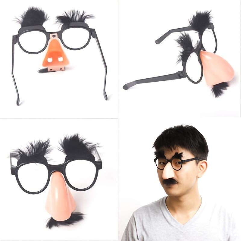 Festival Decoration Big Nose Funny Glasses Nose Hair Eyebrow Makeup  Magician Funny Tricky Fool Props 1pc | Shop On Temu And Start Saving | Temu