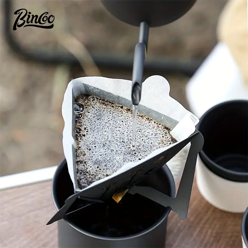 bincoo travel pour over coffee maker gift set all in 1 coffee accessories tools 304 stainless gooseneck kettle coffee mug v60 dripper filters server of coffee set with travel bag black details 9