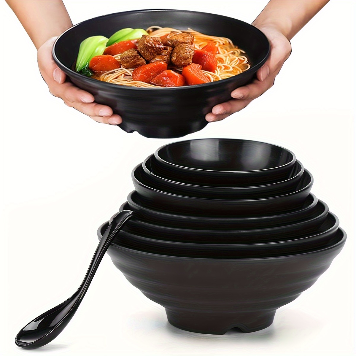 Unbreakable Large Soup Bowls Spoons Japanese Ramen Bowl Udon