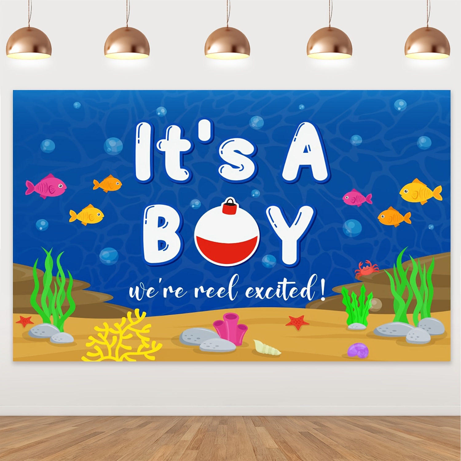 Gender Reveal Photograph Background Fish Fish Banner Boy - Temu