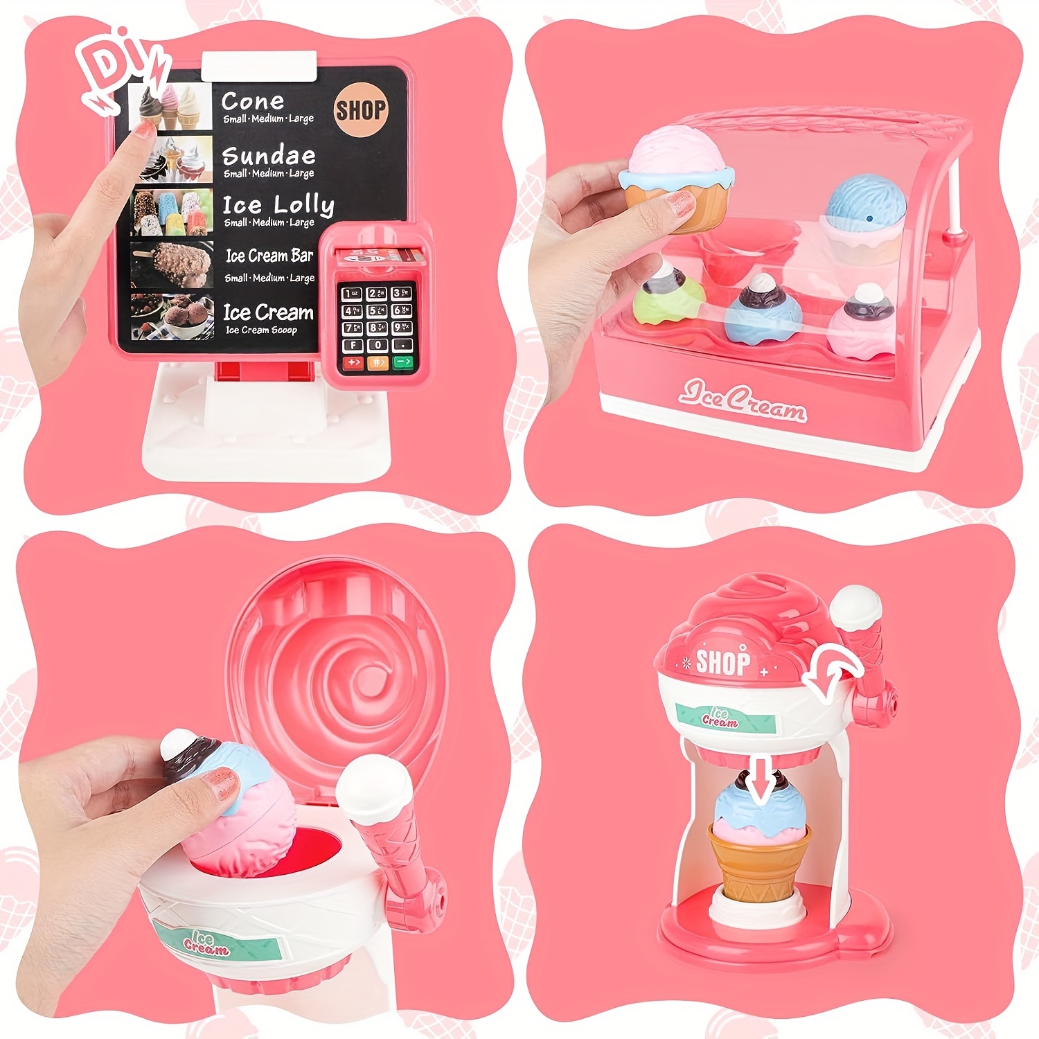 Ice Cream Toy Play Store For Kids, Cash Register Toy Ice Cream Counter  Playset With Ice Cream Maker Machine, Pretend Play Kitchen Accessories Play  Food, Best Gift For Girl & Boy 