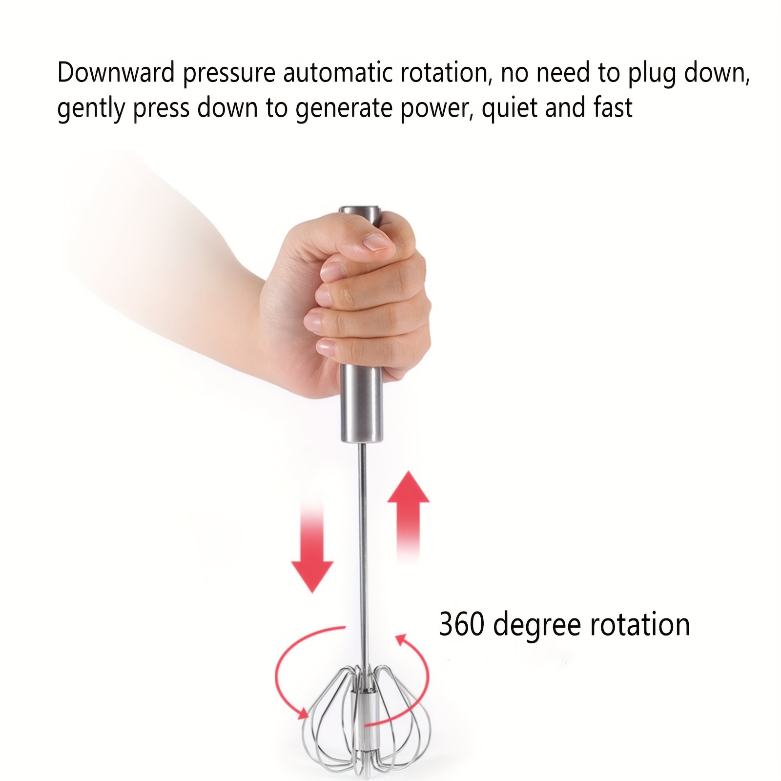 Fouet d'oeuf semi-automatique en acier inoxydable - Blender de fouet  rotatif de poussée à main