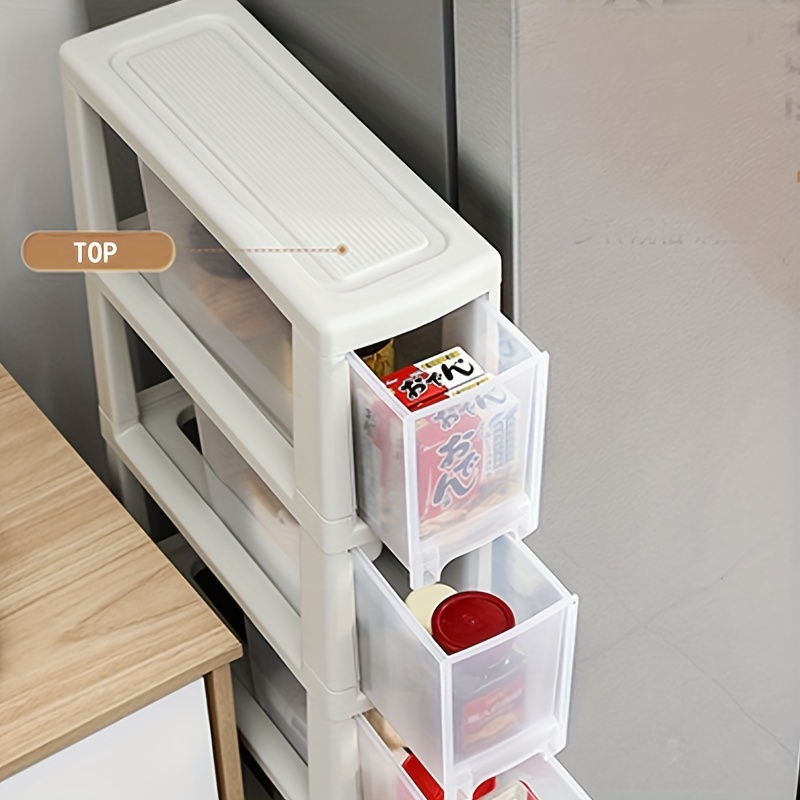 Kitchen Ultra-narrow Gap Storage Rack Fridge Side Shelf Drawer