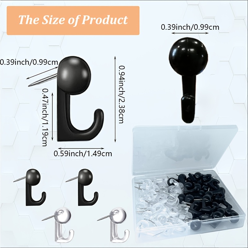 36 Tacks - 2 in 1: Push pin Hook tack - New Invention Hang 100's of Items  Interior or Exterior Decor at Home, School, Office, DIY, for Party or