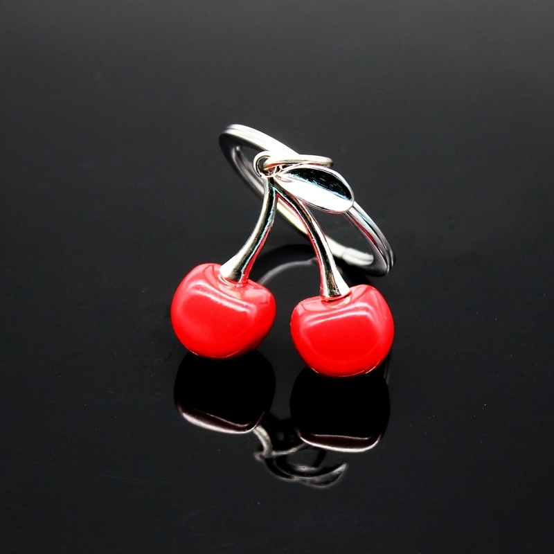 1pc Creative New Red Cherry Keychain For Men, Fashion Simple Decoration,  Trend Car Key Metal Pendant