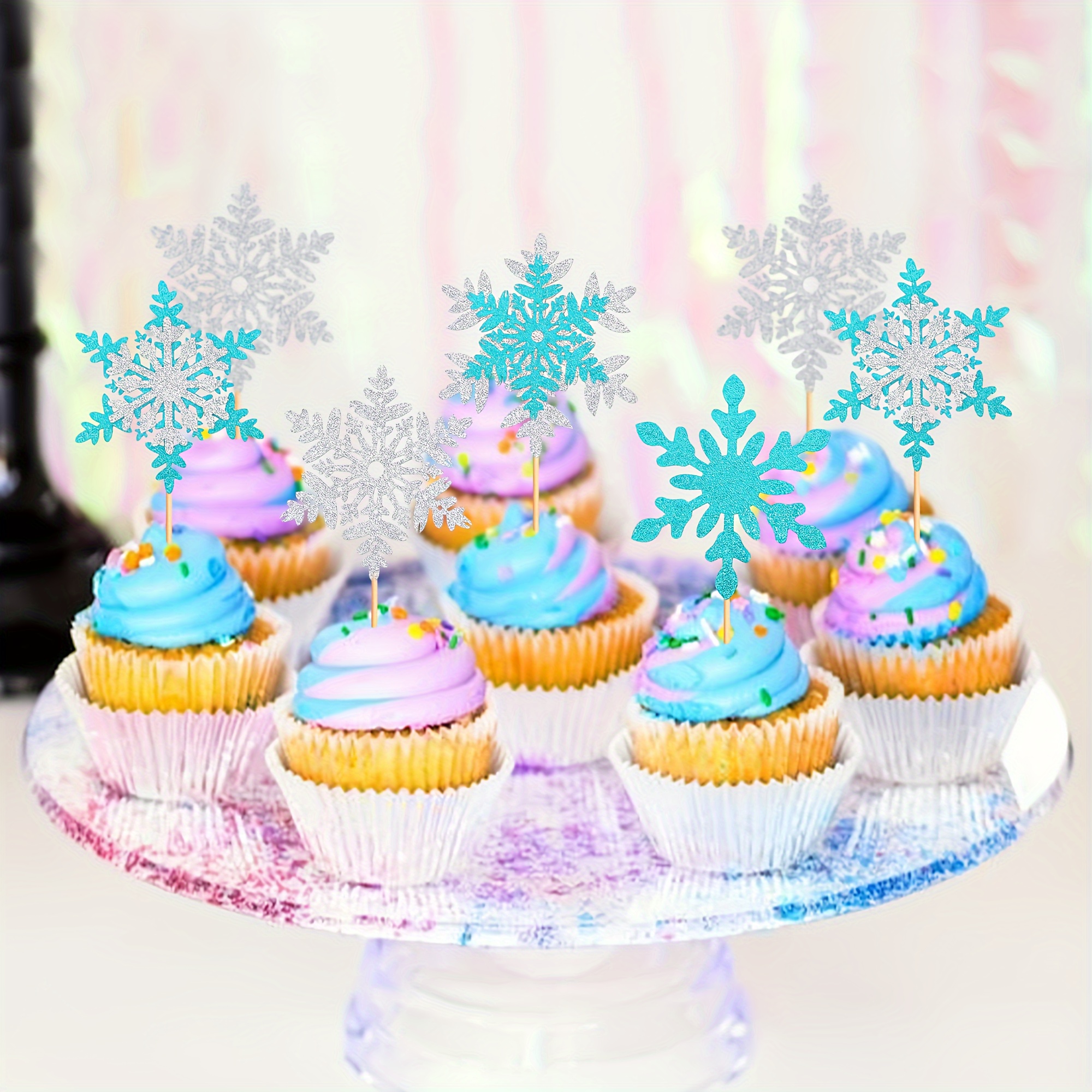 Snowflake Cake Toppers Christmas Cake Insert Dessert - Temu