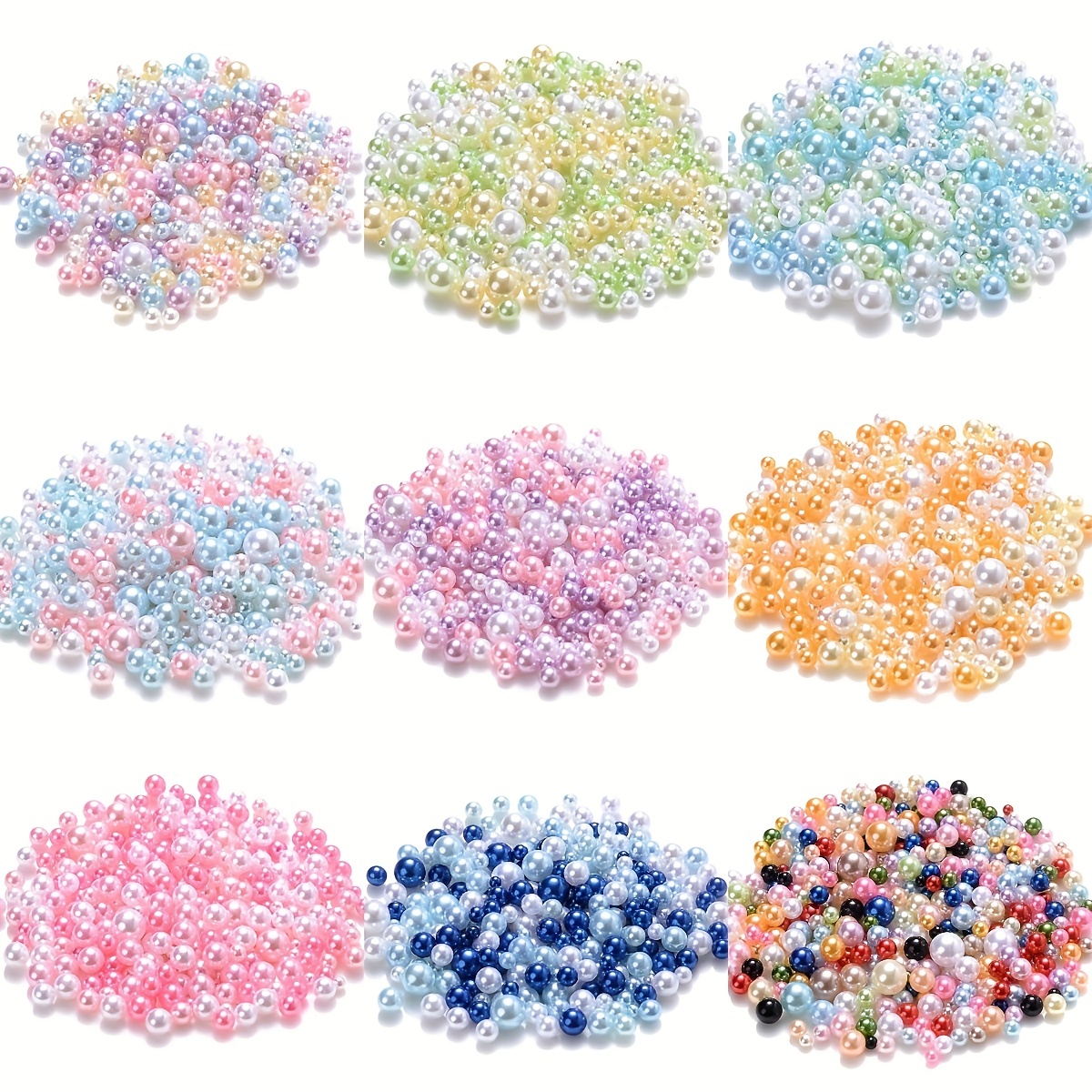 Mix Size Beads Hole Colorful Faux Pearls Round Acrylic - Temu