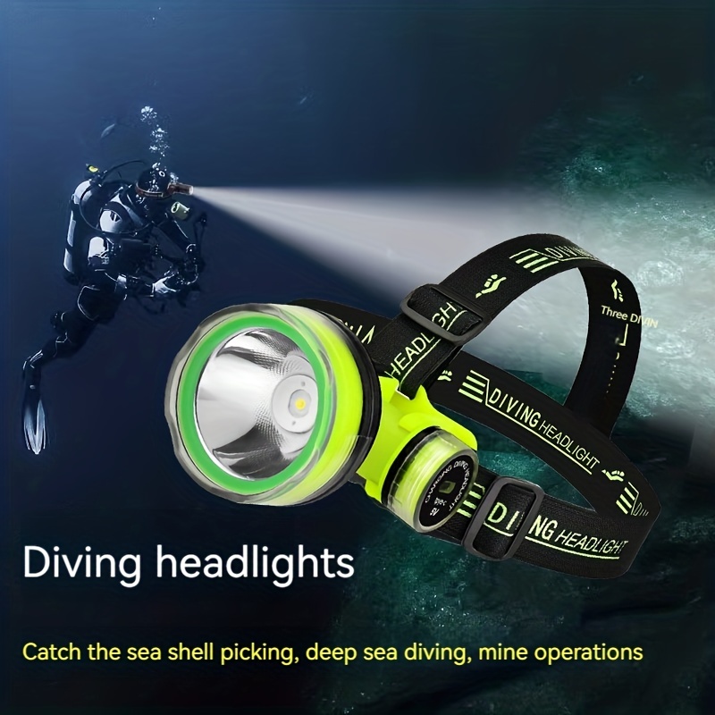 fixed focus diving headlight strong light long battery life led diving headlight capacity 1800 mah range 350m details 0