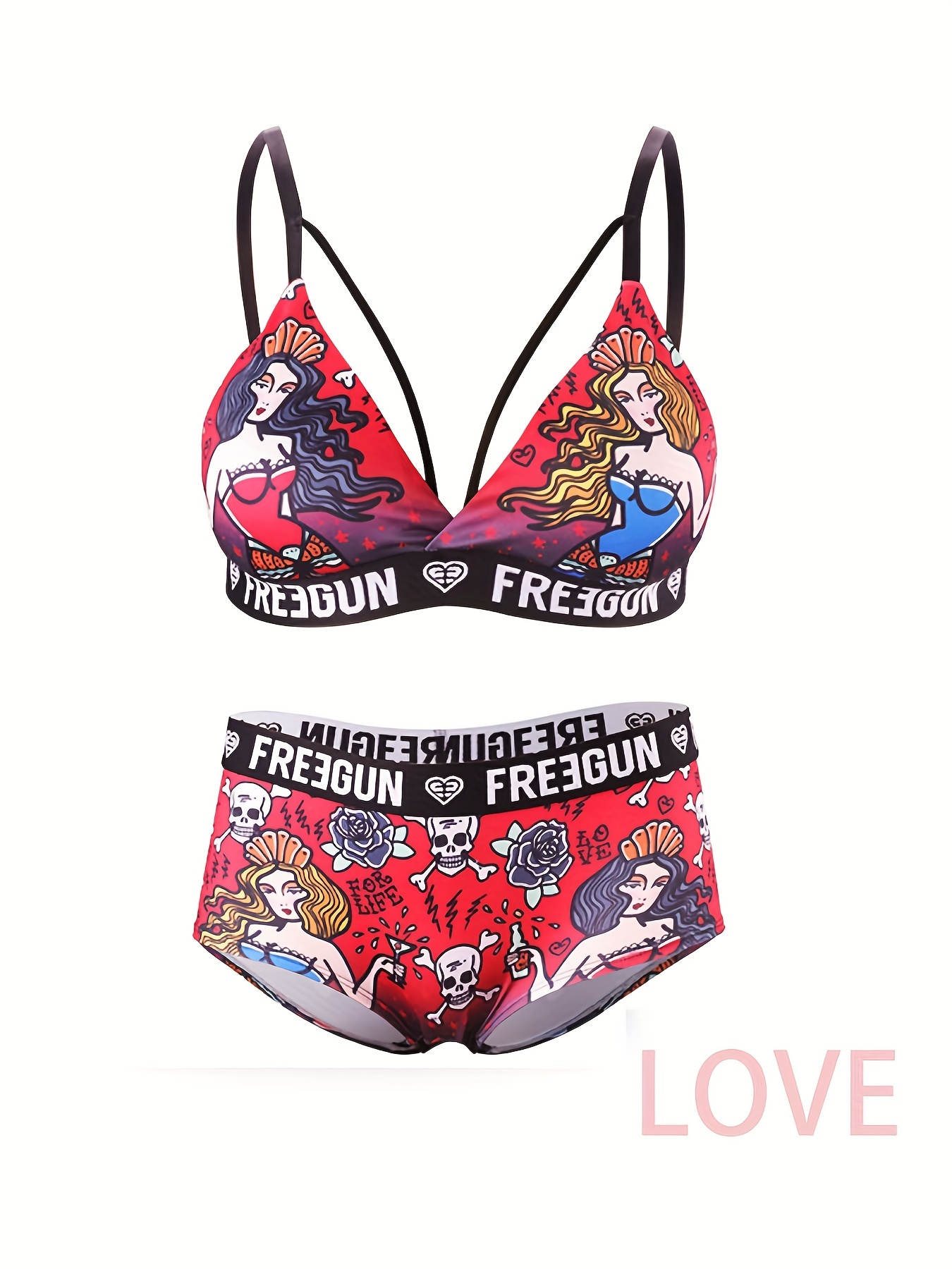 Freegun Couple Underwear Set Cartoon Pattern Fashion Novelty - Temu Canada