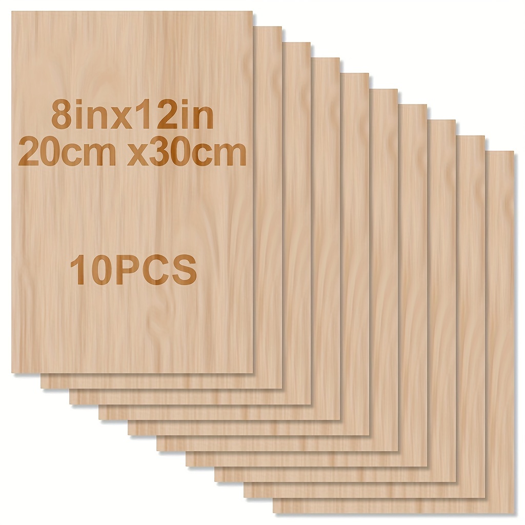 12 Pack Basswood Sheets 1/8 x 12 x 12 Inch Plywood Board, Thin Natural  Unfinished Wood for Crafts, Hobby, Model Making, Wood Burning and Laser