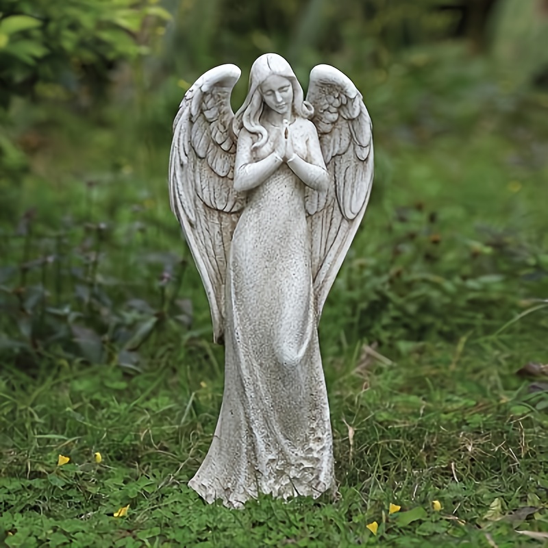 Figurine de jardin d'ange, statue de jardin extérieur, sculpture de jardin  solaire, art d'ange priant en résine pour décoration de patio, pelouse