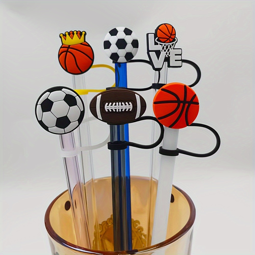 Straw Tips Cover Reusable Straw Toppers Sports Ball Silicone - Temu