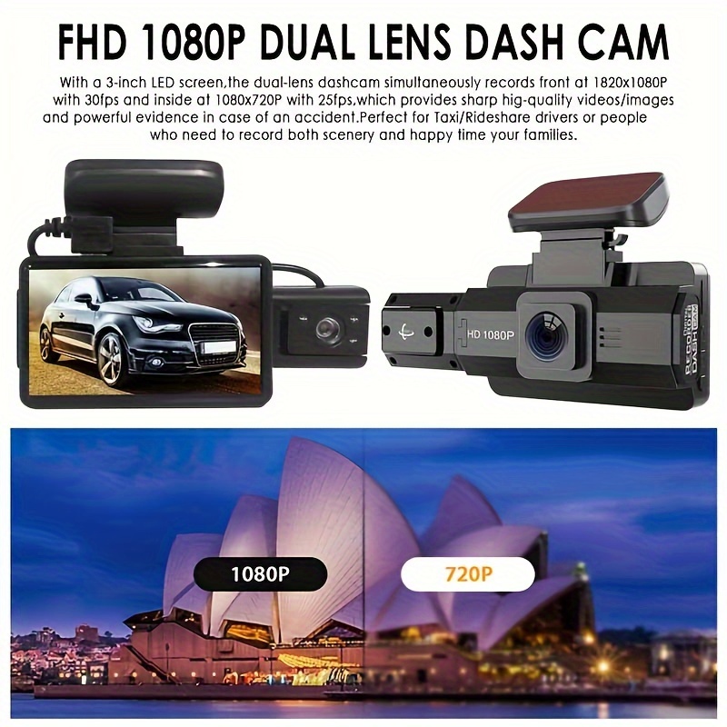 FHD 1080P Dual Lens Car DVR Dash Cam Video Recorder G-Sensor Front