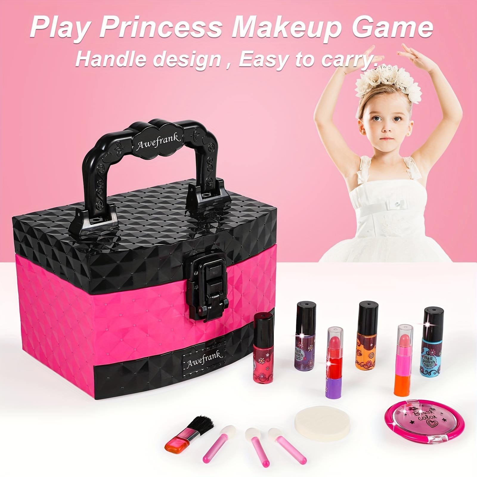 Kit de maquillaje para niñas – 52 piezas de maquillaje seguro y lavable  para niños, kit de maquillaje real para niñas, kit de maquillaje para niñas